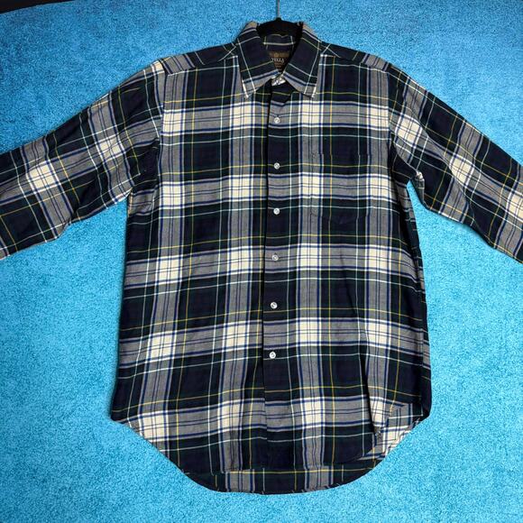 Vintage Viyella Plaid Shirt Men’s Fits M/L Green Gray Button Up Long Sleeve - Picture 1 of 13